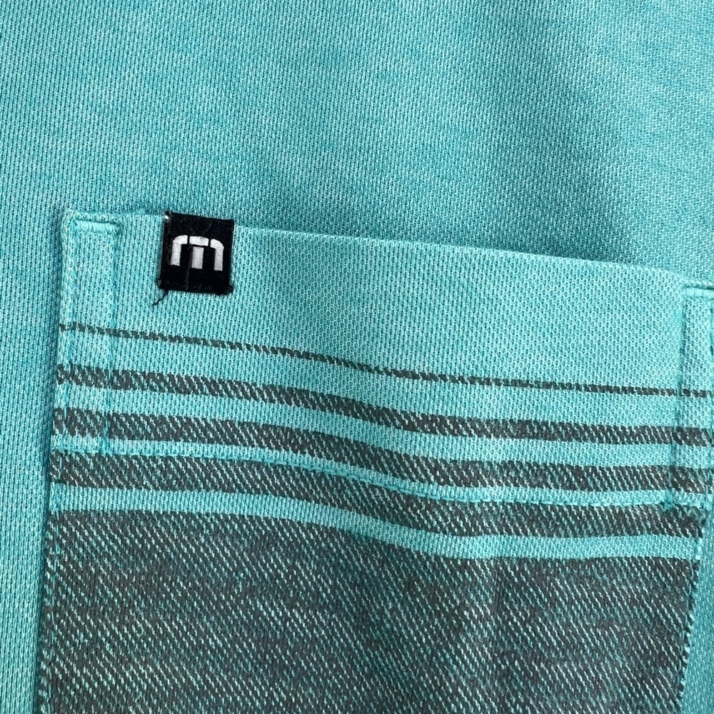 Travis Mathew Men’s Golf Polo Shirt Green with Pocket - Picture 5 of 7
